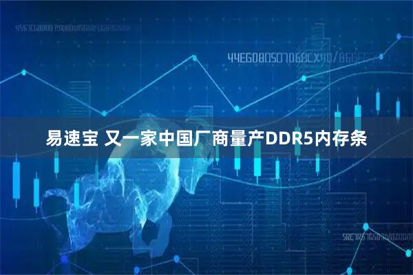 易速宝 又一家中国厂商量产DDR5内存条