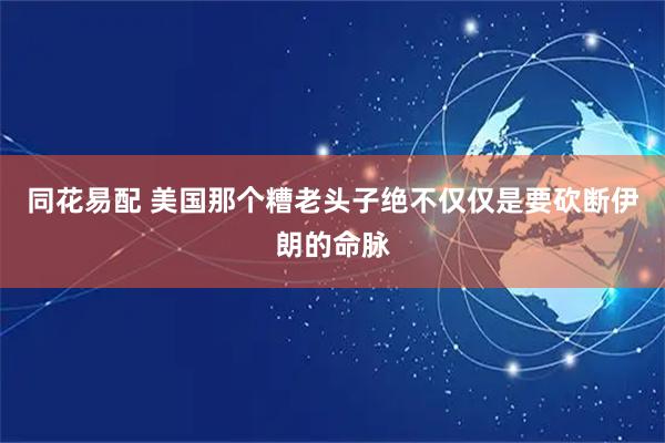 同花易配 美国那个糟老头子绝不仅仅是要砍断伊朗的命脉